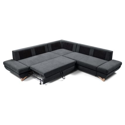 Sofá para sala de estar de canto estofado em forma de L com espaço de arrumação AVESTA direita antracite