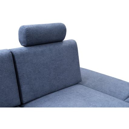 Sofá para sala de estar de canto estofado em forma de L com espaço de arrumação AVESTA direita azul