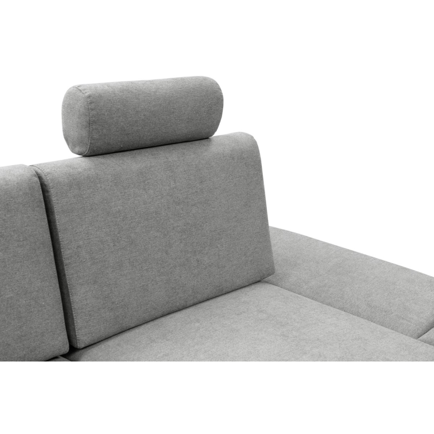 Sofá para sala de estar de canto estofado em forma de L com espaço de arrumação AVESTA direita cinzento