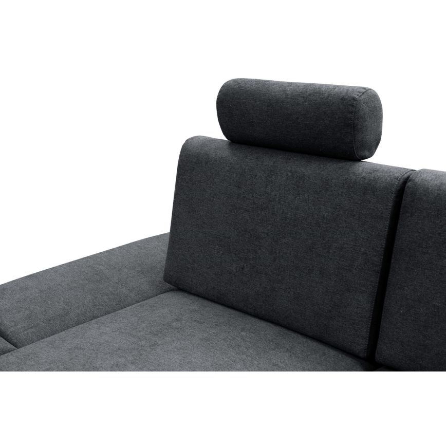 Sofá para sala de estar de canto estofado em forma de L com espaço de arrumação AVESTA esquerda antracite