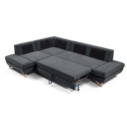 Sofá para sala de estar de canto estofado em forma de L com espaço de arrumação AVESTA esquerda antracite