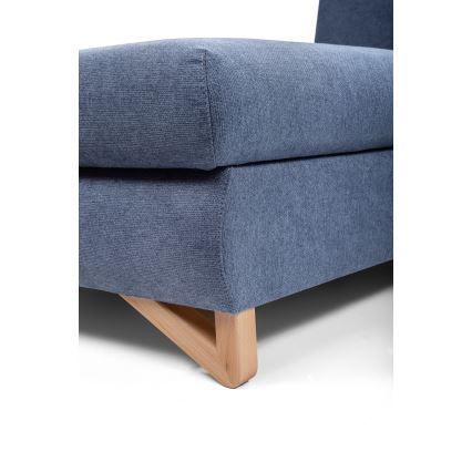 Sofá para sala de estar de canto estofado em forma de L com espaço de arrumação AVESTA esquerda azul