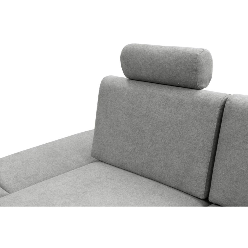 Sofá para sala de estar de canto estofado em forma de L com espaço de arrumação AVESTA esquerda cinzento