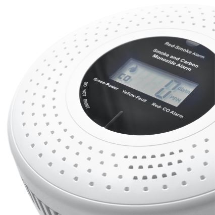 Detector de fumo e monóxido de carbono com ecrã LCD 2xAA
