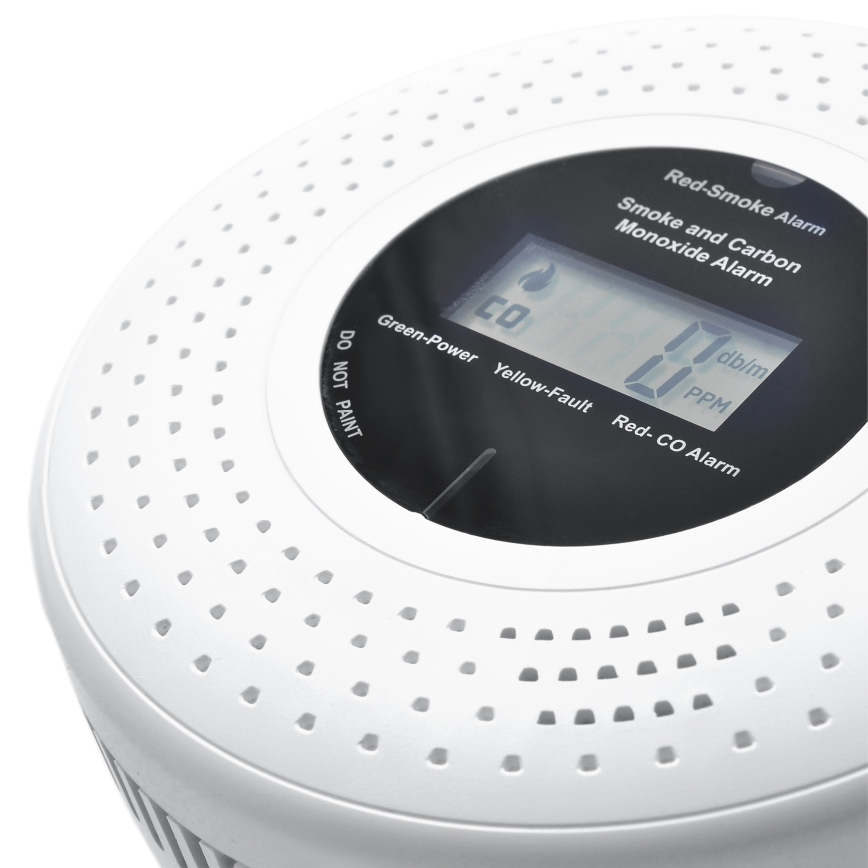 Detector de fumo e monóxido de carbono com ecrã LCD 2xAA