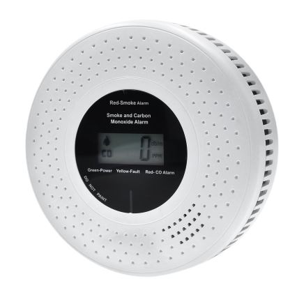 Detector de fumo e monóxido de carbono com ecrã LCD 2xAA