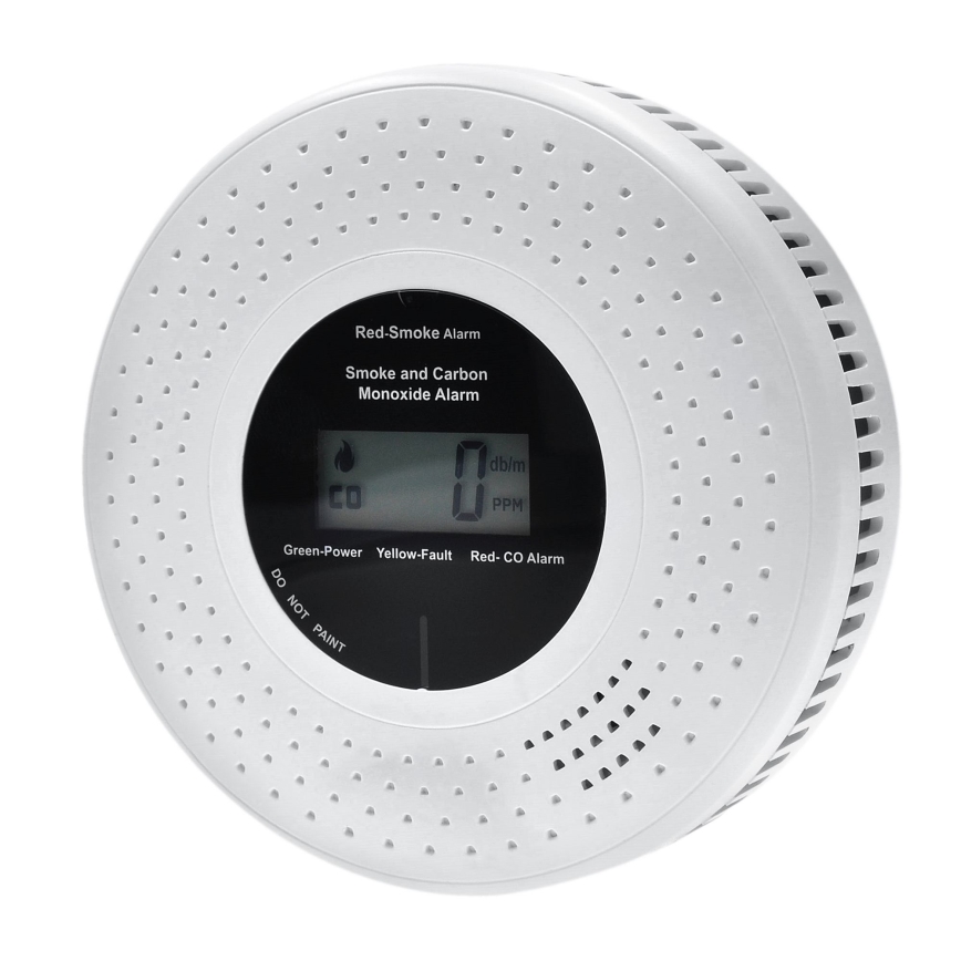 Detector de fumo e monóxido de carbono com ecrã LCD 2xAA