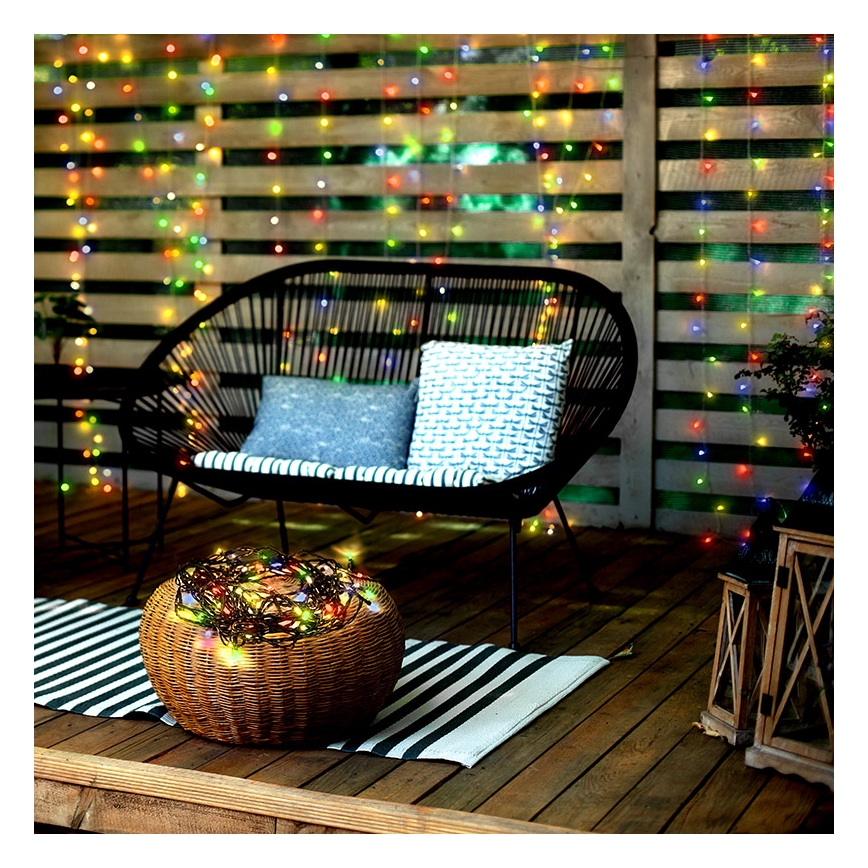 Corrente exterior de Natal LED 100xLED/8 funções IP44 13m multicolor