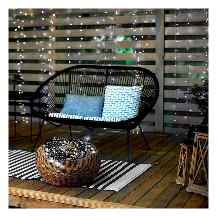 Corrente exterior de Natal LED 100xLED/8 funções 13m IP44 branco frio