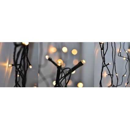 Corrente exterior de Natal LED 50xLED/8 funções 8m IP44 branco quente
