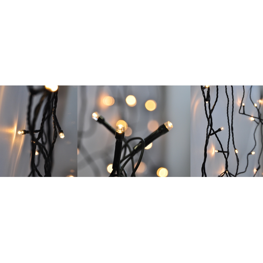Corrente exterior de Natal LED 50xLED/8 funções 8m IP44 branco quente