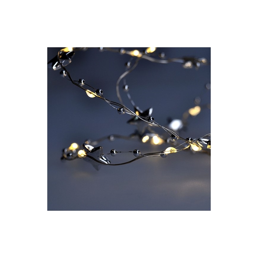 Corrente de Natal LED 20xLED/2xAA 2m branco quente
