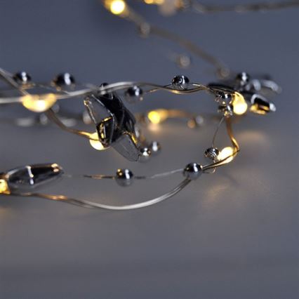 Corrente de Natal LED 20xLED/2xAA 2m branco quente