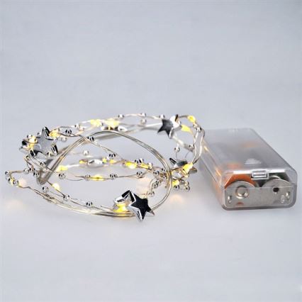Corrente de Natal LED 20xLED/2xAA 2m branco quente