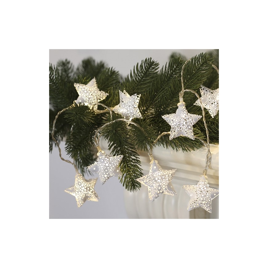 Corrente de Natal LED 10xLED/2xAA 2m branco quente