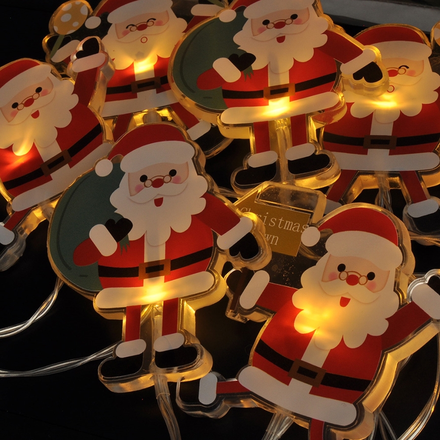 Corrente de Natal LED com chávenas de sucção 6xLED/2xAA 1,2m branco quente Pai Natal