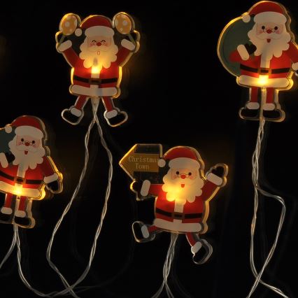 Corrente de Natal LED com chávenas de sucção 6xLED/2xAA 1,2m branco quente Pai Natal