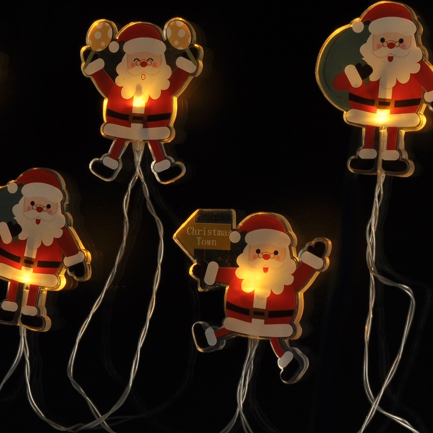 Corrente de Natal LED com chávenas de sucção 6xLED/2xAA 1,2m branco quente Pai Natal