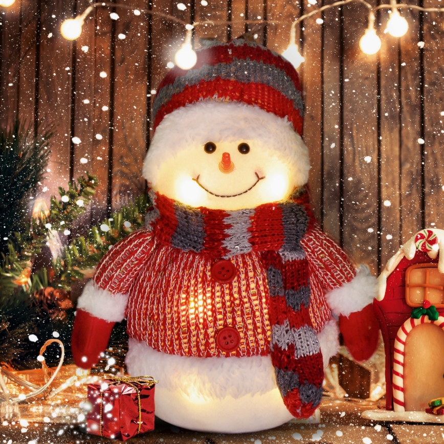 Decoração de Natal LED LED/3xAA boneco de neve