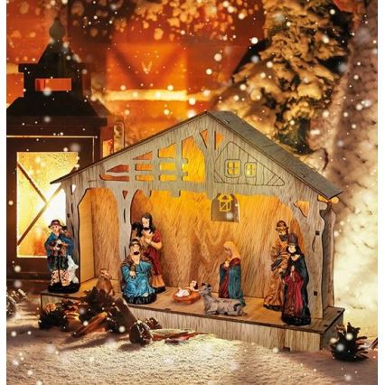 Decoração de Natal LED LED/2xAA betlém