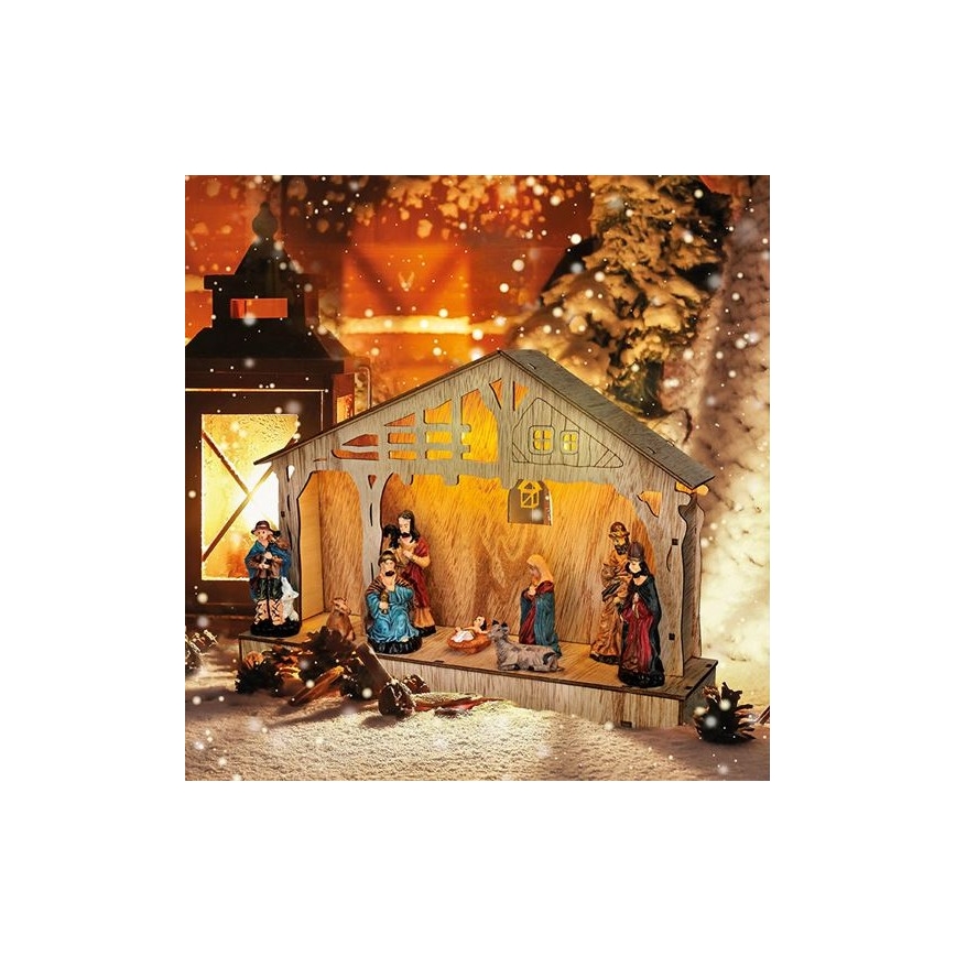 Decoração de Natal LED LED/2xAA betlém