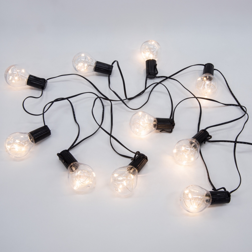 Corrente decorativa exterior LED GRINALDA 10xLED/3xAA 3m IP44 branco quente