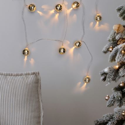 Corrente de Natal LED 10xLED/2xAA/branco quente 1,8m sinos de Natal