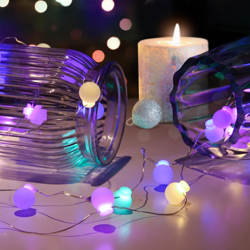Corrente de Natal LED 40xLED/2xAA 4,3 m multicolor