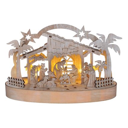 Decoração de Natal LED LED/2xAA/branco quente presépio