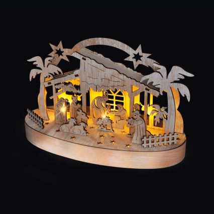 Decoração de Natal LED LED/2xAA/branco quente presépio
