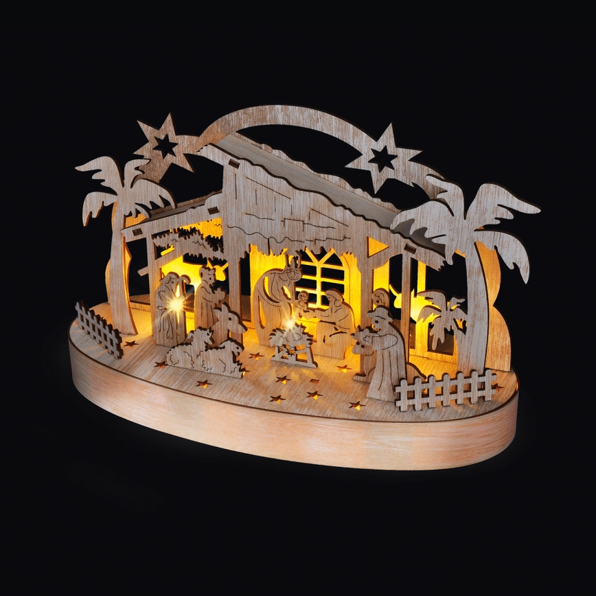 Decoração de Natal LED LED/2xAA/branco quente presépio
