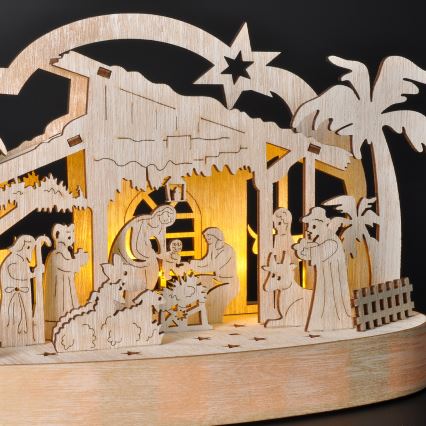 Decoração de Natal LED LED/2xAA/branco quente presépio