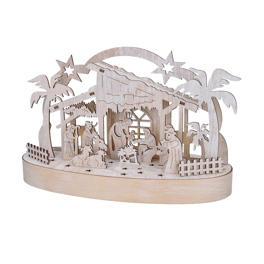 Decoração de Natal LED LED/2xAA/branco quente presépio