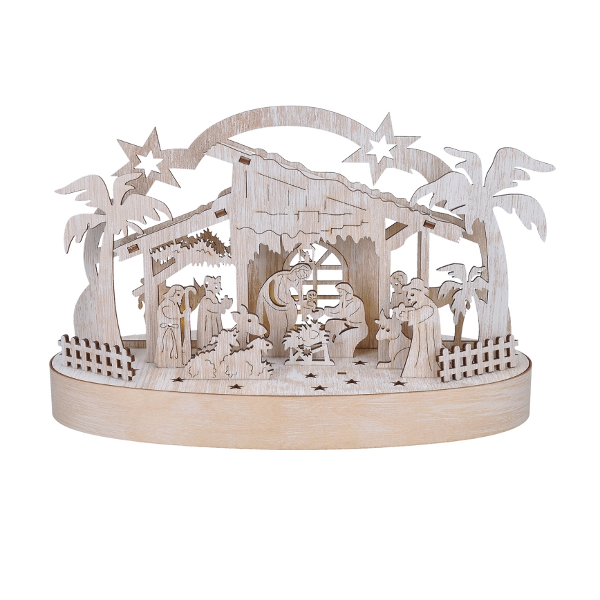 Decoração de Natal LED LED/2xAA/branco quente presépio