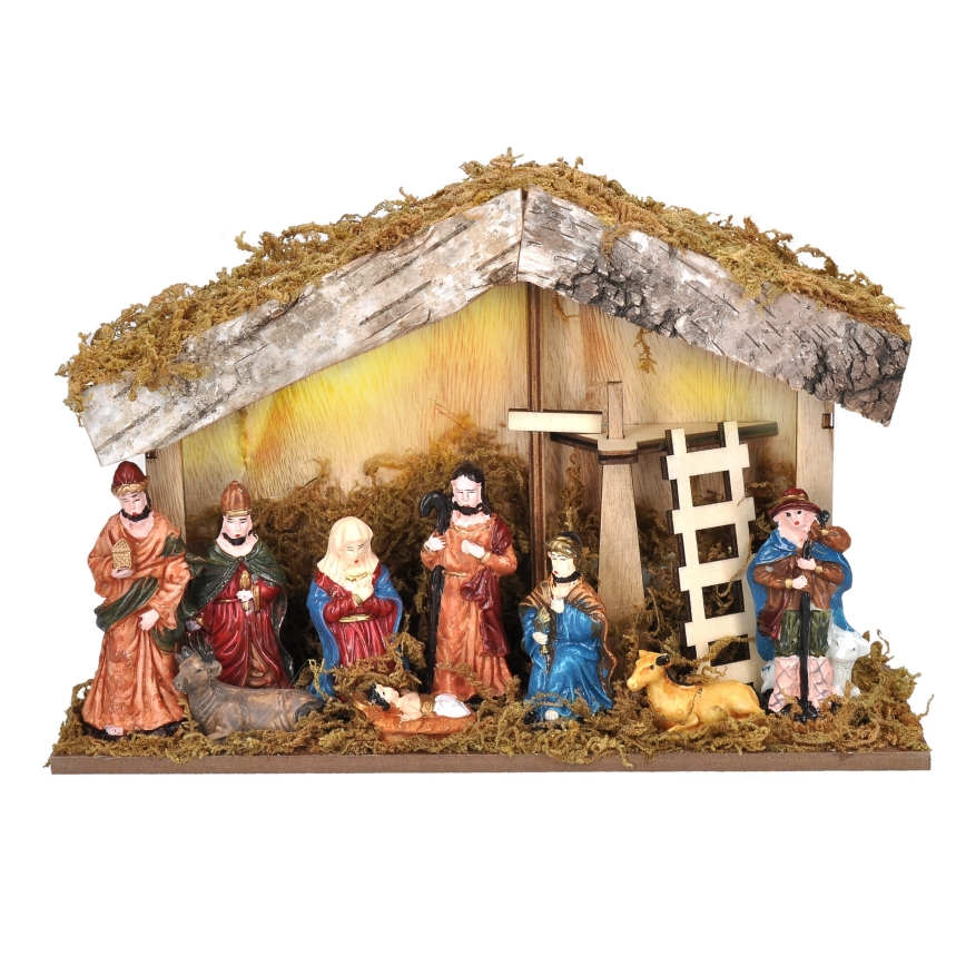 Decoração de Natal LED LED/2xAA/branco quente presépio