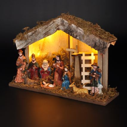 Decoração de Natal LED LED/2xAA/branco quente presépio