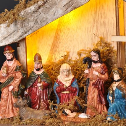 Decoração de Natal LED LED/2xAA/branco quente presépio