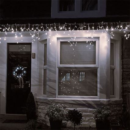 Cortina exterior de Natal LED 120xLED/8 funções 9m IP44 branco quente