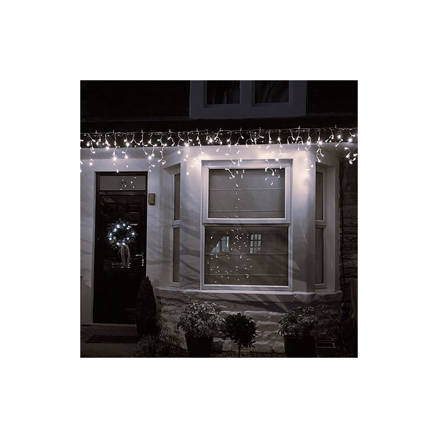 Cortina exterior de Natal LED 120xLED/8 funções 9m IP44 branco quente