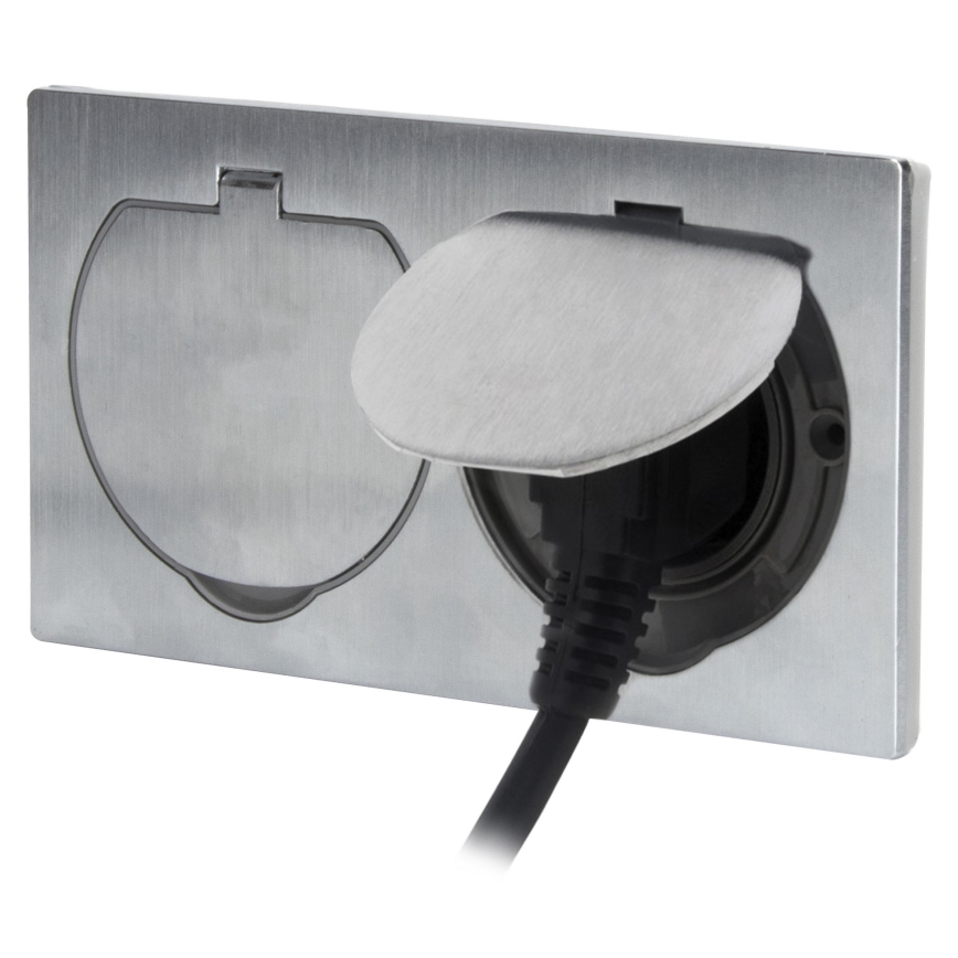 Tomada exterior dupla de chão integrada IP55