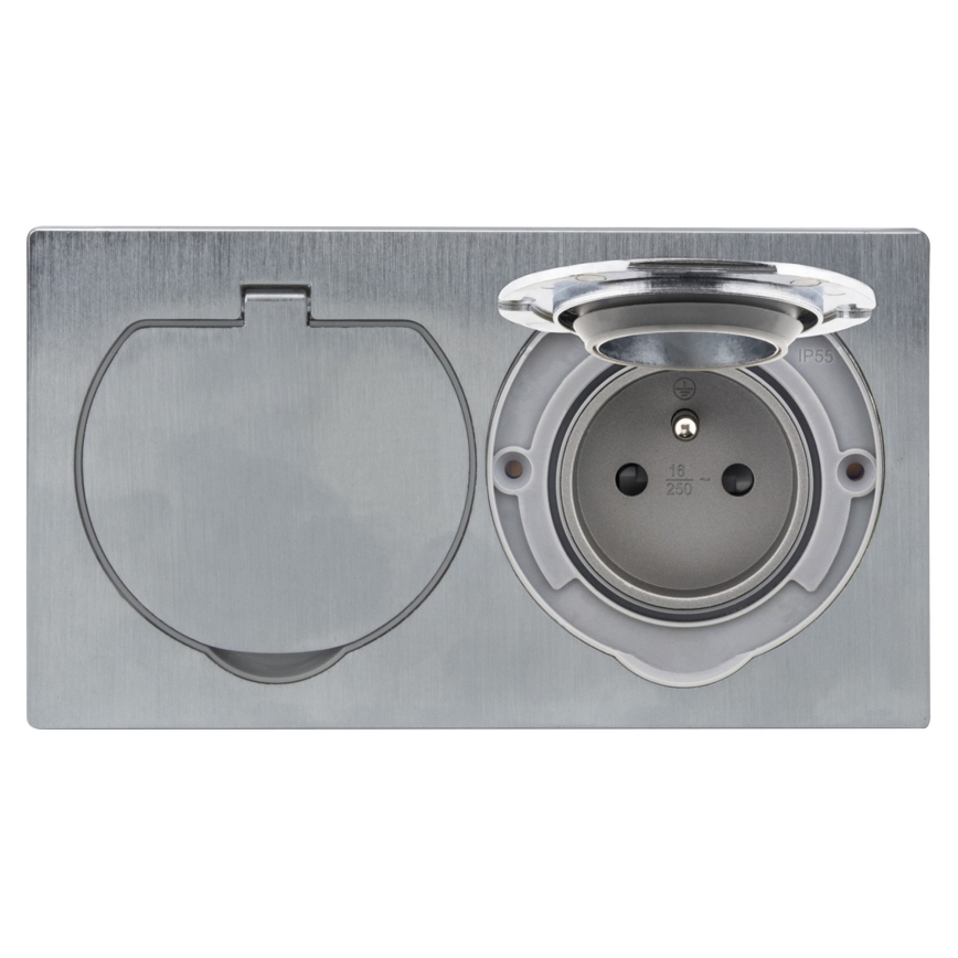Tomada exterior dupla de chão integrada IP55