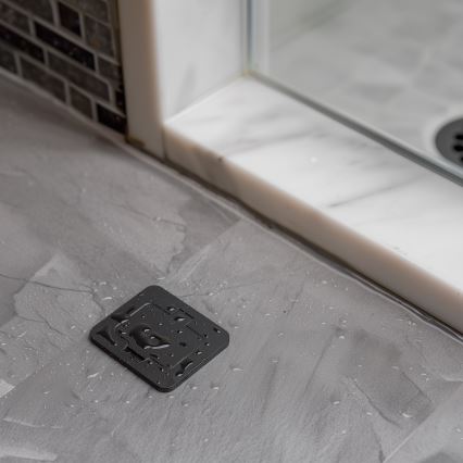 Tomada de chão de embutir para exterior IP55 preta retangular