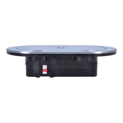 Tomada dupla de chão embutida para exterior IP55 redonda