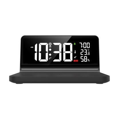 Solight CA06 - Despertador LED com visor LCD e carregamento sem fios Qi LED/10W/230V