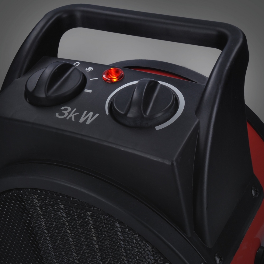 Ventoinha de chão com elemento de aquecimento cerâmico 3000W/230V preto