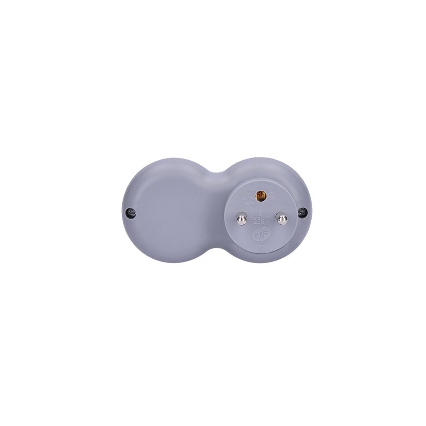 Divisor de tomadas 2x 10A, branco-cinzento