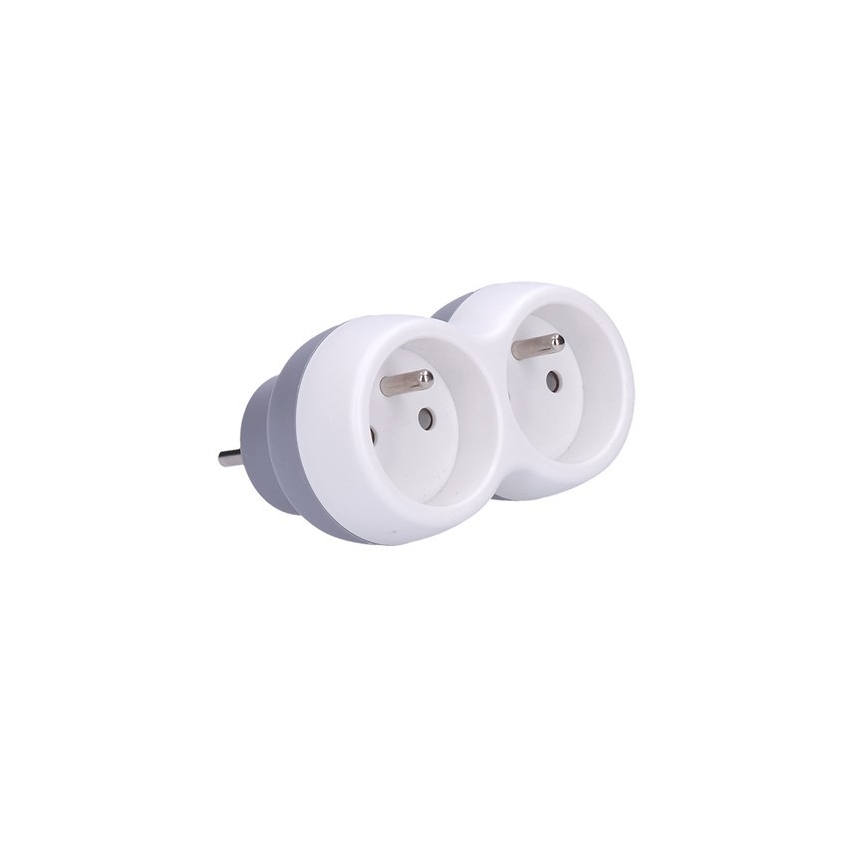 Divisor de tomadas 2x 10A, branco-cinzento