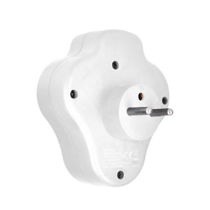 Divisor de tomadas com uma USB A+C charger e interruptor 2x10A branco
