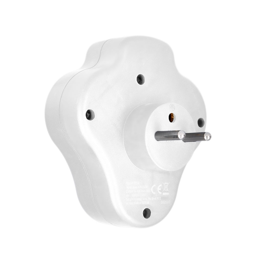 Divisor de tomadas com uma USB A+C charger e interruptor 2x10A branco