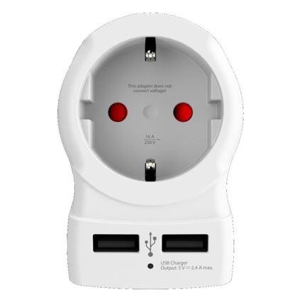 Adaptador de viagem para UK 230V + 2x porta USB